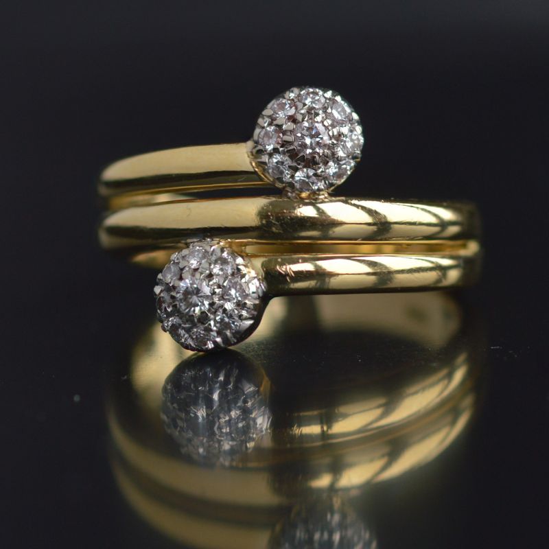 18K Gouden Dubbel Cluster Ring Rocks And Clocks